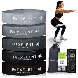 Flexelent - Bandas de resistencia de tela de 5 niveles para entrenar, amigables con la piel y antideslizantes, resistencia para piernas, glúteos y ent