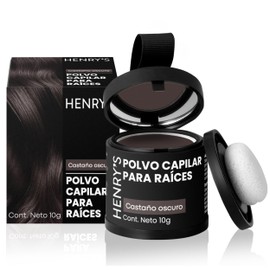 Henrys Polvo para Retocar Raíces Castaño Oscuro, Rellena Zonas Escasas, Define la Línea del Cabello y Cubre el Crecimiento de Raíces al Instante y en Cualquier Momento, Fibras Capilares Hairline Powder. Calvicie, Caida de Cabello o falta de Volumen para 
