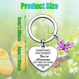 Inspirational light purple butterfly Keyring Gifts for Women Encouragement Keyring Inspirational Quote Keychain For Women Girls Family Friends Stay Strong Gifts Graduation Birthday Chritsmas