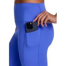 RBX Active Blue Leggings for Women, Ultra Hold 7/8 Length High Waisted Workout Pants with Pockets Ankle Length Yoga Leggings Squat Proof Tights Royal Blue XL