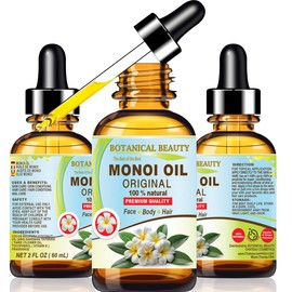 Botanical Beauty MONOI OIL Original - Tiare flowers in Coconut Oil 100% Natural 2 Fl.oz - 60 ml Pure for FACE, SKIN, BODY, HAIR, NAILS