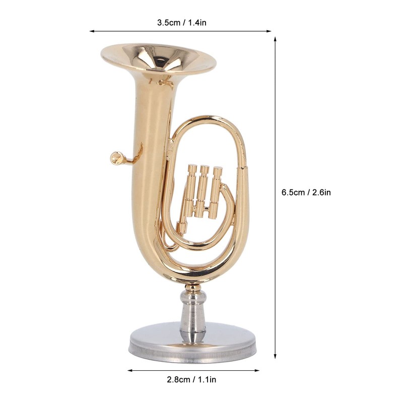 HEEPDD Mini Tuba Model, Miniature Tuba Model Brass Gold Plated