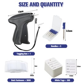 VEGCOO Tagging Gun for Clothing with 5 Needles, Black Micro Stitch Gun for Clothes with 300 Clothing Labels and 3000 1-in Barbs Fasteners, Stitchy Stitch Gun Tag Gun for Warehouse, Shops, Boutiques