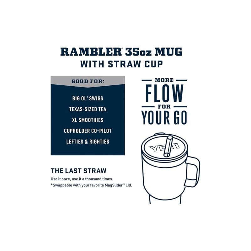 YETI Rambler Straw Cup, Rescue Red, 35 oz (1035 ml)