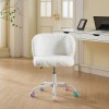Artificial Rabbit Hair Chair with Metal Base,Adjustable Desk Chair Swivel
