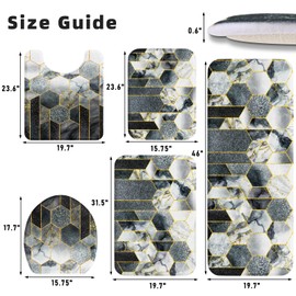 XLHOMO Bathroom Rug Set 5 Piece - Grey Bathroom Rug Set, Memory Foam Bath Mat, Non Slip Extra Soft Absorbent Washable for Bedroom, Kitchen, Dining Room and Living Room