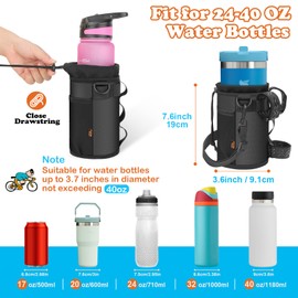 Desing Wish 32-40oz Bottle Holder Bicycle Drink Holder Without Screws Water Bottle Holder Bicycle Bottle Holder Drinks Holder Water Bottle Holder with Mesh Pocket and Shoulder Strap Accessories