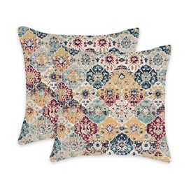 Boho Style ethnic pattern 18x18 Inches Pillow Covers Set of 2 Outdoor Decoration Cushion Cover Vintage Pillow Case for Bed Living Room Couch Home Decor throw pillow covers(Boho Vintage Collection)