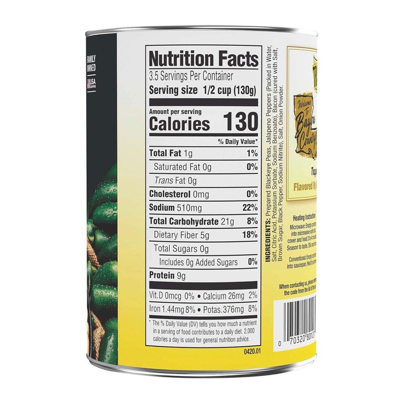 Trappey's Jalapeno Black eye Peas , With Slab Bacon, 15.5-Ounces