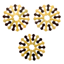 Set of 3 Round Bamboo Trivet Mats Heat-Resistant Pads for Kitchen Counter & Table Protection – Coasters for Hot Dishes, Pots, Pans, Teapots & Plates - Red-Brown and Light Bamboo, D6.5