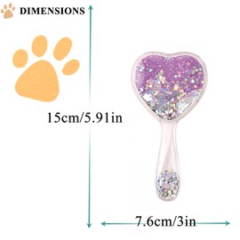 DEEUCHIS Small Dog Brush, Soft Brush for Shih Tzus, Yorkies, Maltipoos, Maltese, Love Shape Puppy Massaging Hair Comb for Small Dogs Cats Rabbits of All Hair Types (Glitter Purple)