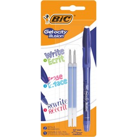 Bic 944017 Gel Pen 0.3 mm (One Piece) with 2 Refills (Gel Ocity Illusion, Blue