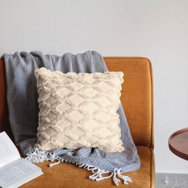 Pagnanno. Set of 2 Soft Velvet Cushion Covers 45x45cm(18x18 Inches) Fluff Throw Pillowcases Square Cushion Covers for Chairs,living room,bedroom with Invisible Zipper (18"x18" (Pack of 2), Cream)