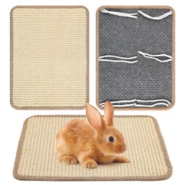 LANYAOR Rabbit Scratching Pad,Grass Hay Mats for Rabbits,Sisal Fabric Cage Mat, 11.81 x 15.74 inches, 2-Pack, for Guinea Pig and Cat