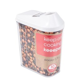 keeeper Schüttdose für Trockenvorräte, Stufenlos verstellbarer Dosierdeckel, BPA-freier Kunststoff, 750 ml, 10,5 x 5,5 x 17 cm, Paola, Weiß