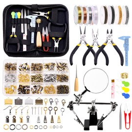 Glarks 1489Pcs Jewelry Making Kit - Supplies with Pliers, Wires, Findings for Making and Repair