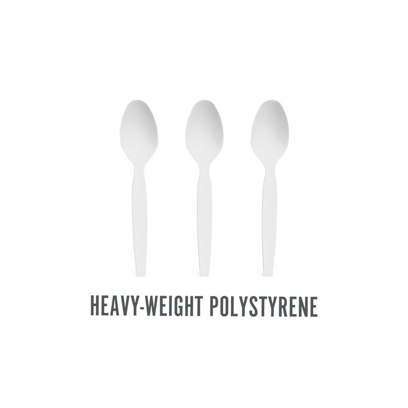 Perk Polystyrene Spoon, Heavy-Weight, White, 100/Pack (PK56405)