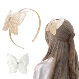Pearl Bows, White Hair Bows for Girls, 1 Pcs White Pearl Bow Hair Clip and Hair Headband for Women, Accessories Suitable for Most Hairstyles and Show Your Unique Temperament and Charm