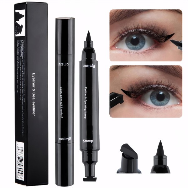LINXINS 2 in 1 Winged Eyeliner Stamp, Waterproof Liquid Eyeliner