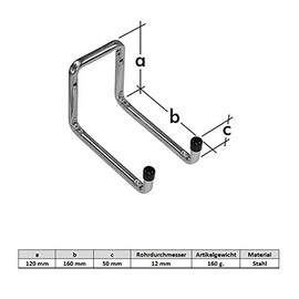 Tool Holder Double Hooks Steel U-Profile 16 x 12 cm Ladder Hook Holder All-Purpose Hook Wall Hook Tool Hook