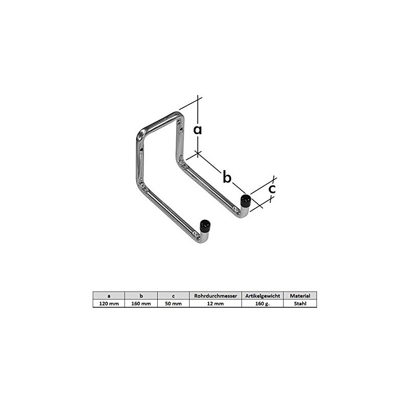 Tool Holder Double Hooks Steel U-Profile 16 x 12 cm