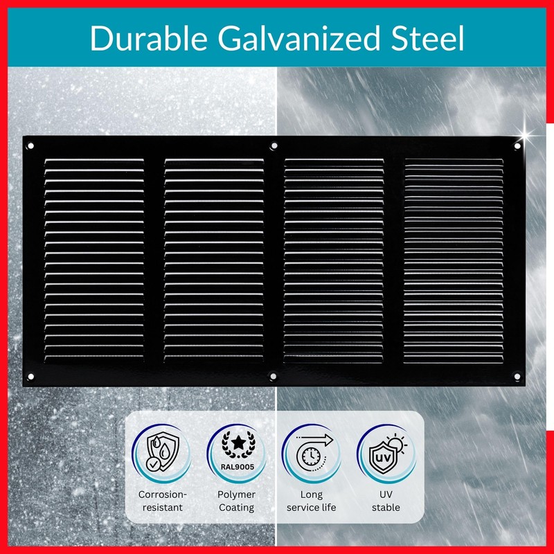 TURvent 14x6 Vent Cover (Duct Opening) - Black HVAC Return