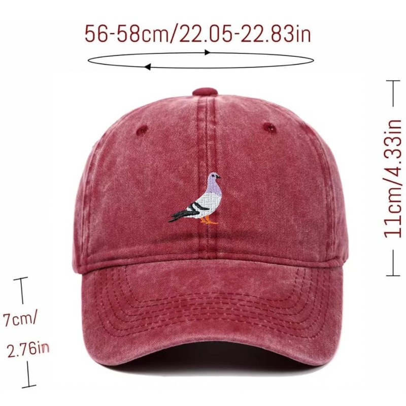 Generisch Vintage Baseball Cap with Dove Embroidery, Adjustable 56-58 cm,