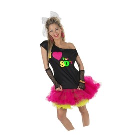 UNDERWRAPS I Love The 80'S Shirt, Black, Large (12-14)