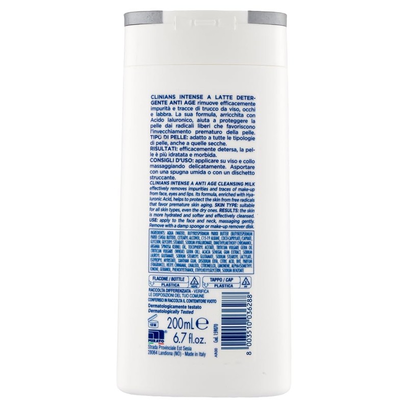 CLINIANS Intense A Lifting Wrinkle Cleansing Milk, Dermatologically Tested, Moisturises