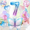 Butterfly Balloons, 7th Birthday Decorations for Girls Happy Birthday Balloons