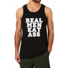 WINGZOO Workout Tank Top for Men-Real Men Eat Ass Mens Funny Saying Fitness Gym Racerback Sleeveless Shirts Black