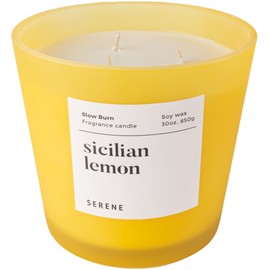 Hidden Label Large Scented Candle, Sicilian Lemon, 30oz 3 Wick Huge Candle, Serene Collection Slow Burn Natural Soy Candles for Home Scented