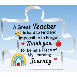 TTOVEN Teacher Gifts Thank You Teacher Gifts for Women Men A Great Teacher is Hard to Find and Impossible to Forget Teacher Puzzle Acrylic Plaque Gifts