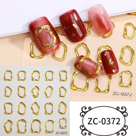 8 Sheets Gold Irregular Geometric Nail Stickers 5D Crystal Soft Glue Nail Art Stickers Decals Self Adhesive Stickers for Nails Designs Women Nail Accessories