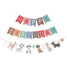 AOZUO Dog Themed Happy Birthday Banner Set, Banner with Dog Motif, Happy Birthday Banner Dog Background, Colourful Decoration Party Supplies for Children, Babies and Dogs (Style A)
