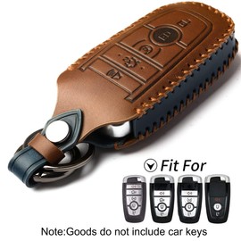 GLECHAZ Key Fob Cover Compatible with Ford Explorer Fusion Escape Edge Expedition F150 F250 F350 F450 F550 Maverick Mustang Smart Key (AB-Brown)