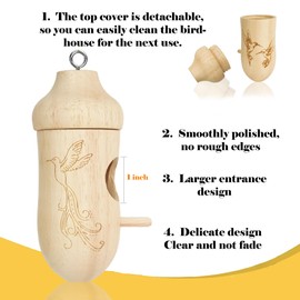 Thread Detachable Hummingbird Houses，Natural Wooden Hummingbird Houses for Outside Hanging，Premium Bird Houses for Garden Window Outdoor Home,3 Packs，A