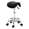 Salon Saddle Stool Synthetic Leather Black Ha Ha Feet Commercial