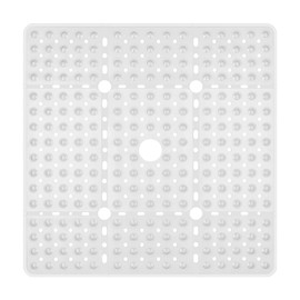 Reetual XL Shower Mat Non Slip - 27x27 Bath Mat for Shower Stall or Large Bathtub Mat with 240 Powerful Suction Cups and Drain Holes. Black Shower Mats for Bathroom