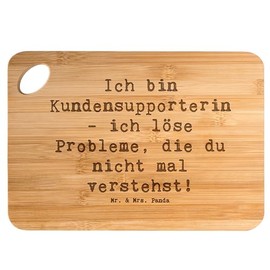 Mr. & Mrs. Panda Bambus - Schneidebrett Spruch Kundensupporterin Heldin - Geschenk, Beruf, Problemlösung, Holzbrett mit Gravur, Kundenservice,