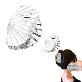 Shell Claw Clips for Girls Women Fashion Seashell Hair Clip Claws for Teen Girl Stylish Metal Hair Claw Clamps for Styling Sea Shell Silver Shell Hair Accessories for Women Non Slip Clip Barrettes