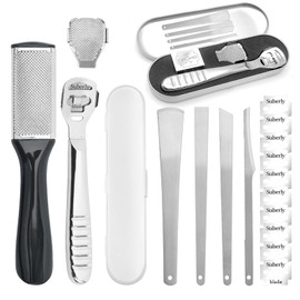 LUCKNIGHT 6 Pieces Callus Remover, Professional Foot Scraper, Callus Slicer, Stainless Steel, Callus Rasp Foot, Foot Scraper, Razor, Foot Care, with 10 Replacement Blades for Foot Care, Pedicure,