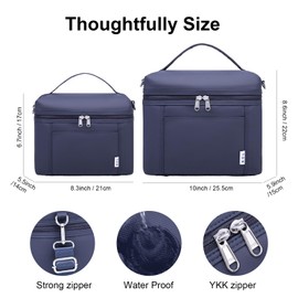 NOL Natural Organic Lifestyle Insulated Lunch Bags for Women Cooler Bag Lightweight Nylon Waterproof Lunch Box For Work (Small, Navy blue)
