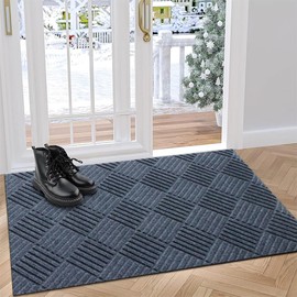 Door Mat Outdoor, Heavy Duty Durable Welcome Mat Outside, Large Front Door Mats, Doormat Indoor Entrance, Outdoor Mat, Anti-Slip Rubber Door Mat for Patio Porch, Washable Entryway Mat, 5FTX14FT, Gray