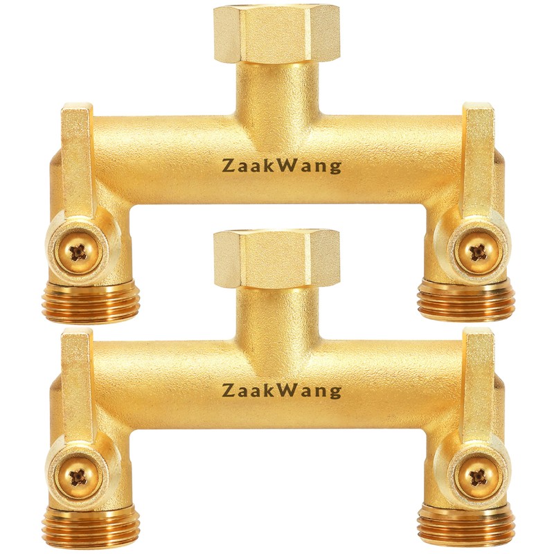 Hose Splitter 2 Way, Heavy Duty Brass Garden Hose Splitter,