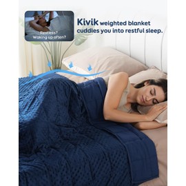 Kivik Weighted Blanket 15 lbs for Adults, Minky Dot Heavy Blankets, Microfiber Reversible Weighted Throw Blankets for All Seasons, Machine Washable, 48"x72" Twin Size,Navy Blue