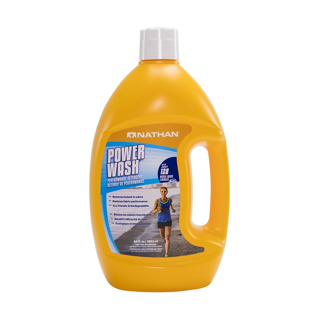 Nathan Power Wash Detergent, Natural Sport Detergent for Active Wear, Sports Equipment, Gets Rid of Odors & Stains