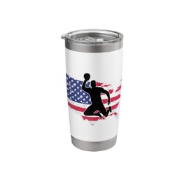 American USA Flag Dodgeball Player Silhoutte Stainless Steel Insulated Tumbler