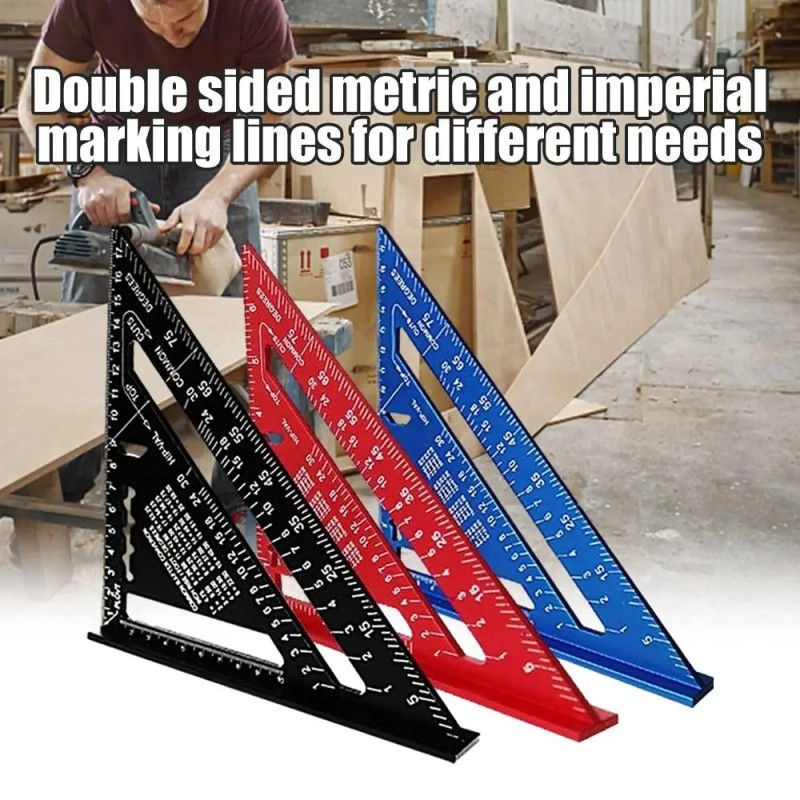7-Inch Aluminum Speed Square with Imperial Markings for Woodworking Layout