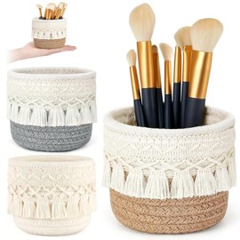 Generic Comb Brush Storage Basket, 3 Pieces Makeup Brush Holder, Organiser, Comb Brush, Mini Storage Basket, Baskets with Boho Decor for Pens, Multifunctional Display Case for Family